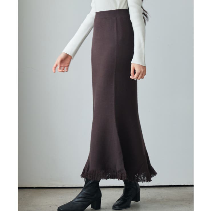 マーメイド裾フリンジニットロングスカート | SAISON DE PAPILLON  | 詳細画像22 