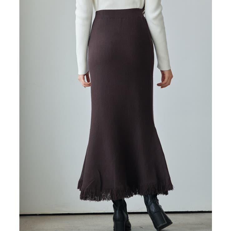 マーメイド裾フリンジニットロングスカート | SAISON DE PAPILLON  | 詳細画像23 