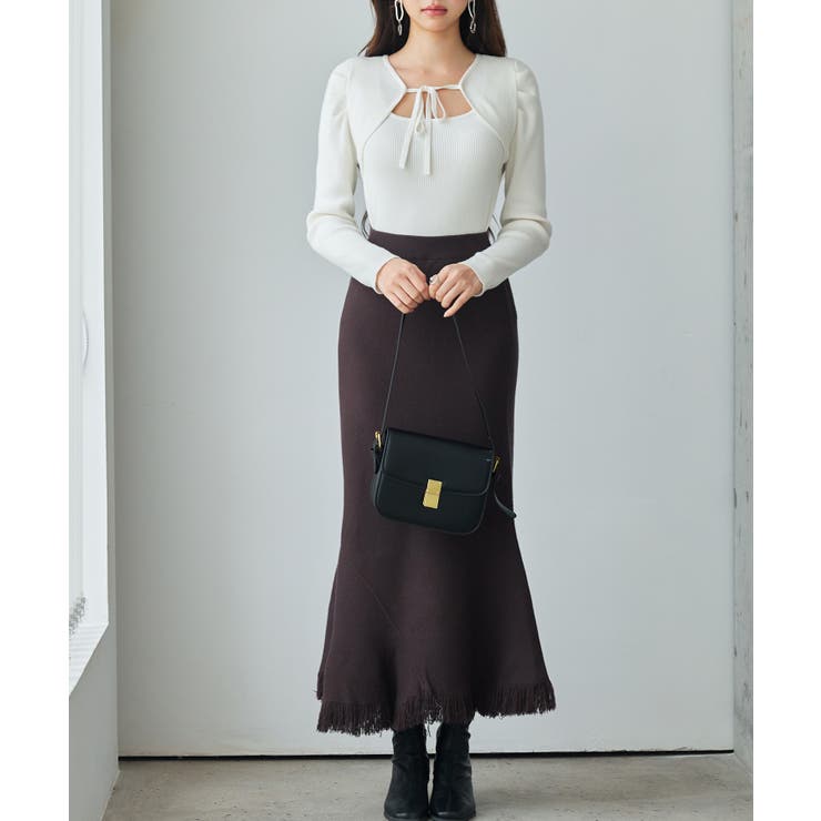マーメイド裾フリンジニットロングスカート | SAISON DE PAPILLON  | 詳細画像25 