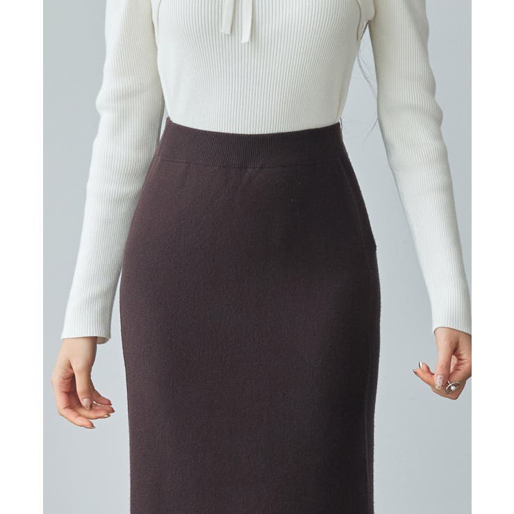 マーメイド裾フリンジニットロングスカート | SAISON DE PAPILLON  | 詳細画像26 