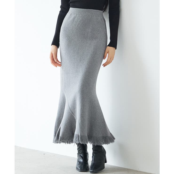 マーメイド裾フリンジニットロングスカート | SAISON DE PAPILLON  | 詳細画像4 