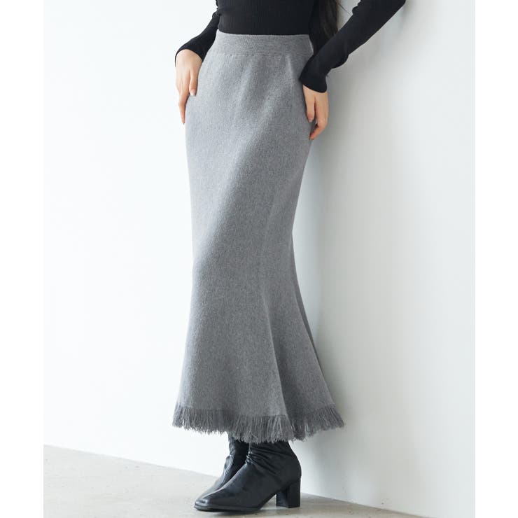 マーメイド裾フリンジニットロングスカート | SAISON DE PAPILLON  | 詳細画像5 