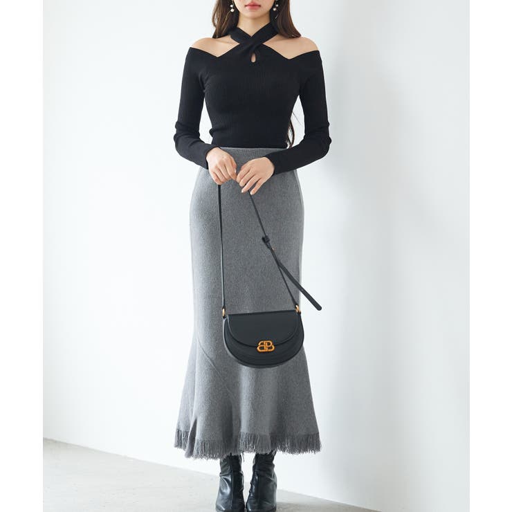 マーメイド裾フリンジニットロングスカート | SAISON DE PAPILLON  | 詳細画像7 