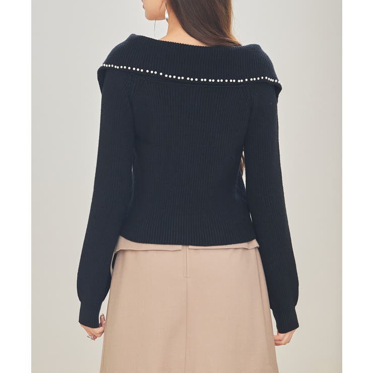 パール付きダブルジップニットカーディガン | SAISON DE PAPILLON  | 詳細画像18 