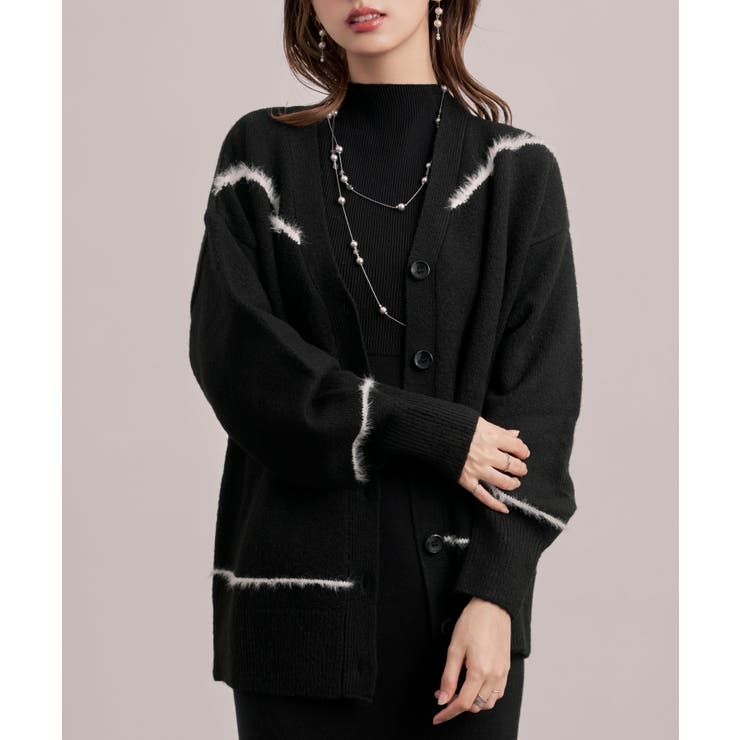 配色ラインロングニットカーディガン | SAISON DE PAPILLON  | 詳細画像3 