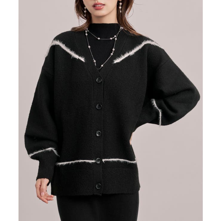 配色ラインロングニットカーディガン | SAISON DE PAPILLON  | 詳細画像4 