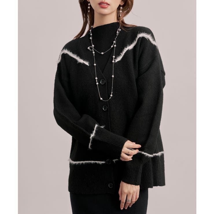 配色ラインロングニットカーディガン | SAISON DE PAPILLON  | 詳細画像6 