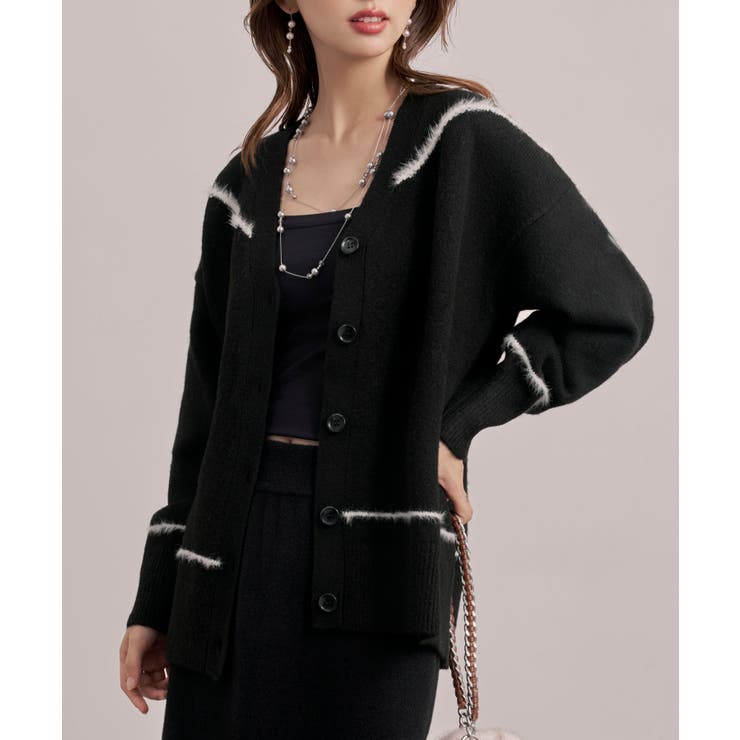 配色ラインロングニットカーディガン | SAISON DE PAPILLON  | 詳細画像8 