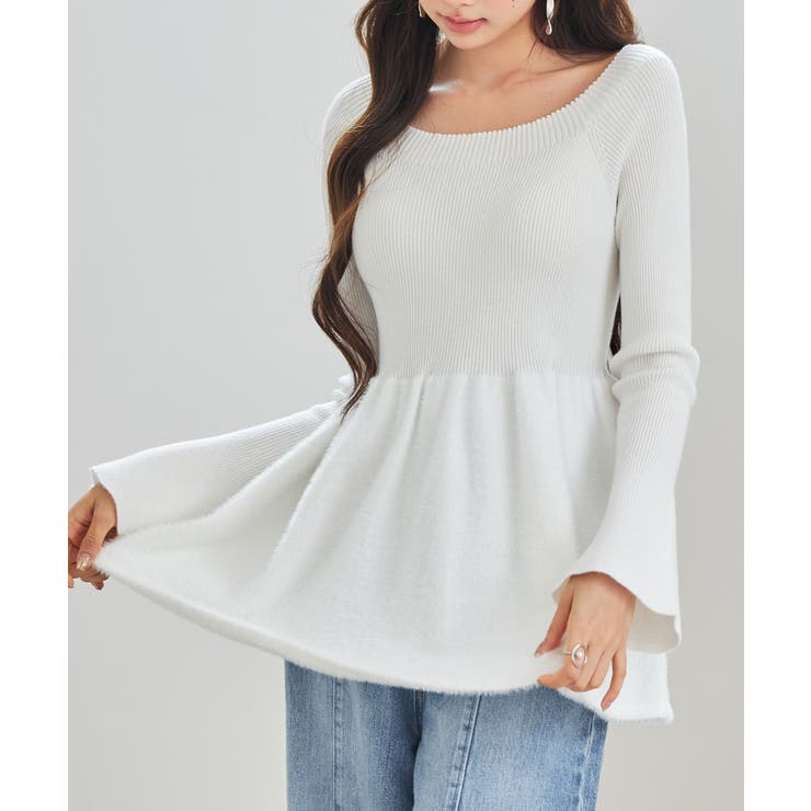 スポンディッシュ ボリューム ぺプラムニット | SAISON DE PAPILLON  | 詳細画像3 