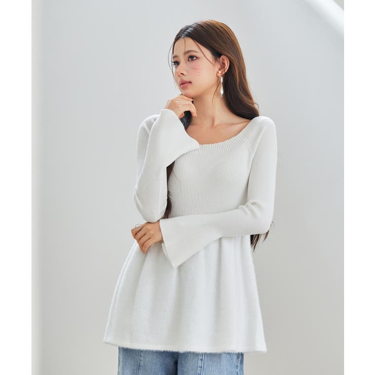 スポンディッシュ ボリューム ぺプラムニット | SAISON DE PAPILLON  | 詳細画像6 