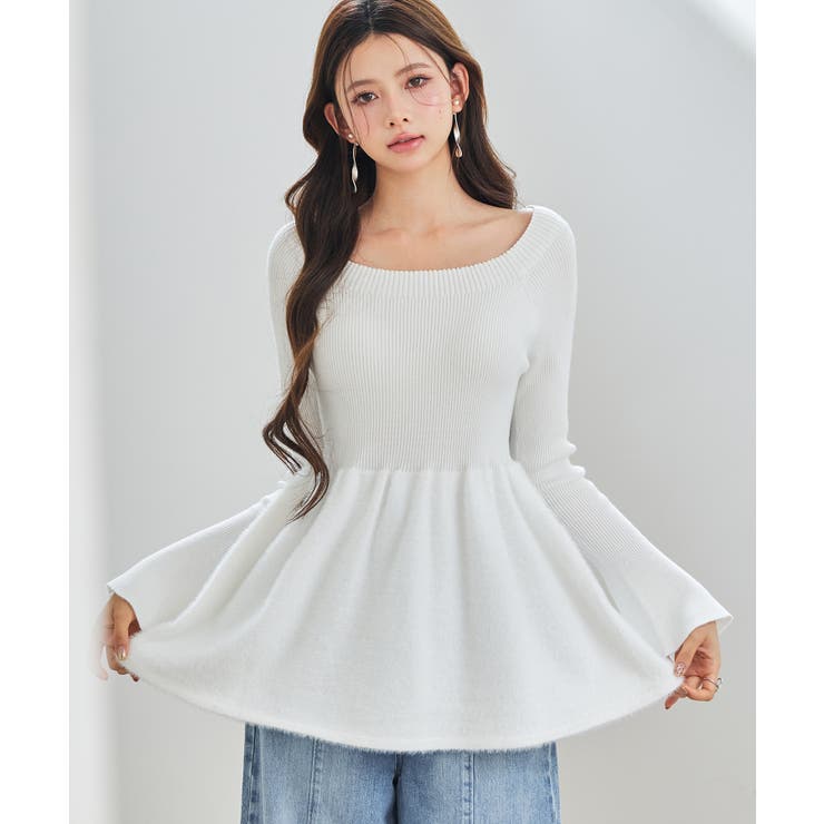 スポンディッシュ ボリューム ぺプラムニット | SAISON DE PAPILLON  | 詳細画像7 