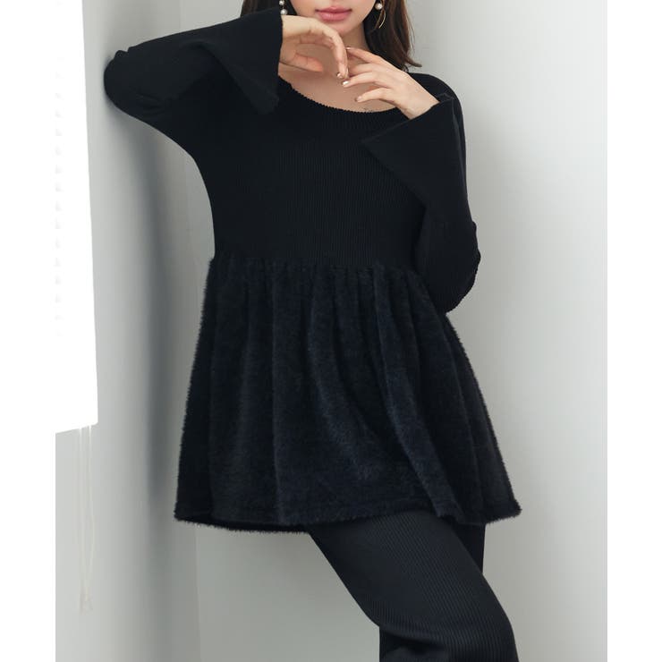 スポンディッシュ ボリューム ぺプラムニット | SAISON DE PAPILLON  | 詳細画像9 