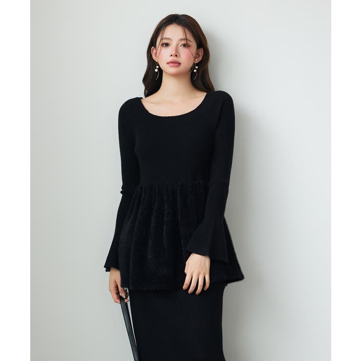 スポンディッシュ ボリューム ぺプラムニット | SAISON DE PAPILLON  | 詳細画像13 