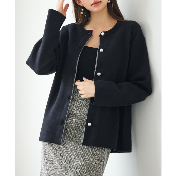 表裏配色ジャカード編みカーディガン | SAISON DE PAPILLON  | 詳細画像25 