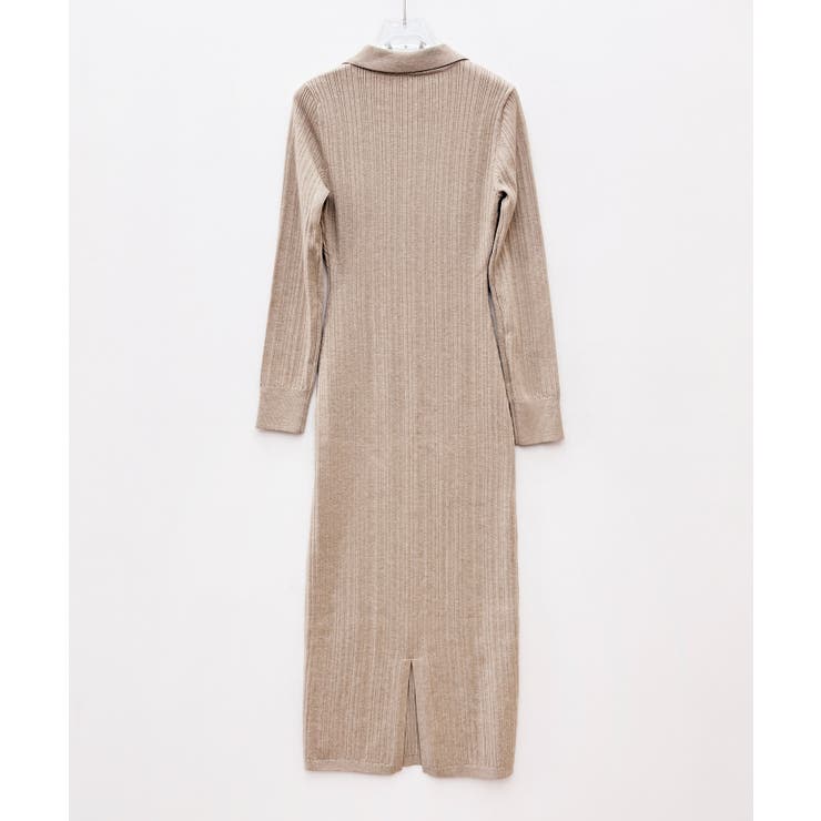 ベルト付きジョニーカラーランダムリブ編みニットワンピース | SAISON DE PAPILLON  | 詳細画像33 