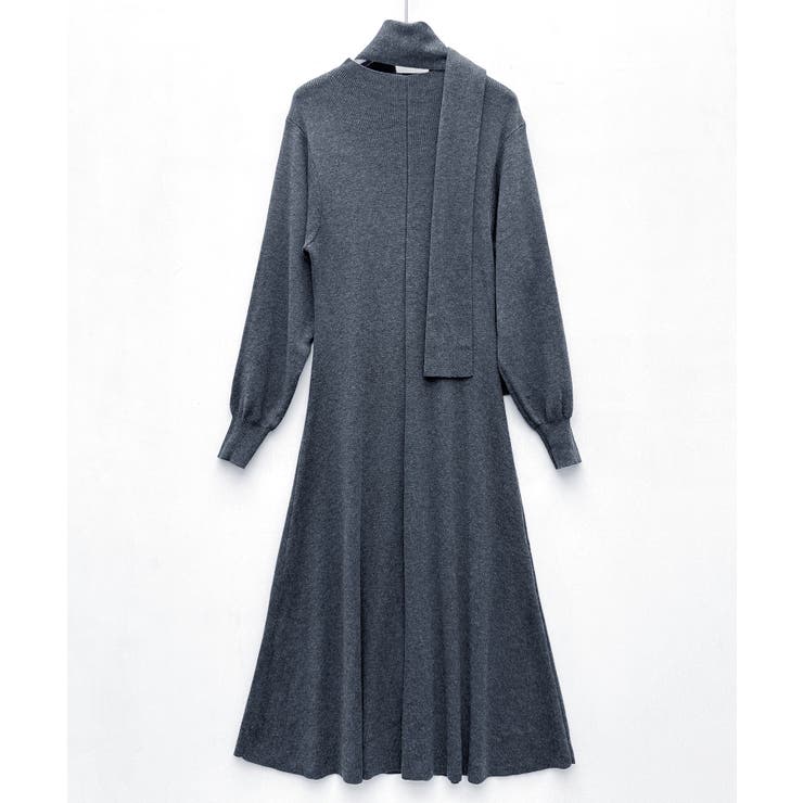 共布マフラー付きニットミディ丈ワンピース | SAISON DE PAPILLON  | 詳細画像24 