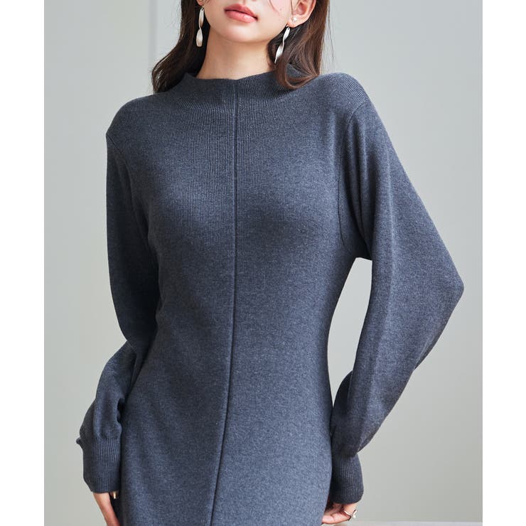 共布マフラー付きニットミディ丈ワンピース | SAISON DE PAPILLON  | 詳細画像11 