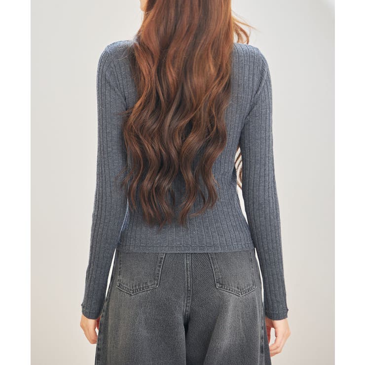 胸元レースリブ編みニットトップス | SAISON DE PAPILLON  | 詳細画像4 