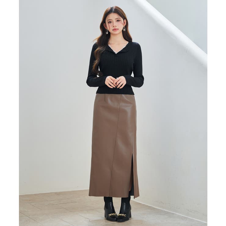 胸元レースリブ編みニットトップス | SAISON DE PAPILLON  | 詳細画像11 