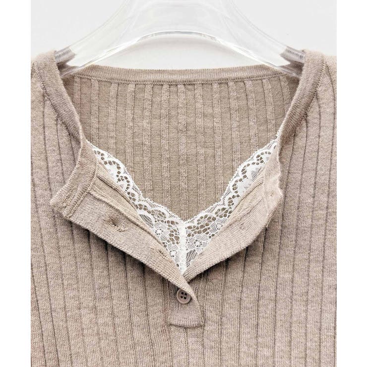 胸元レースリブ編みニットトップス | SAISON DE PAPILLON  | 詳細画像28 