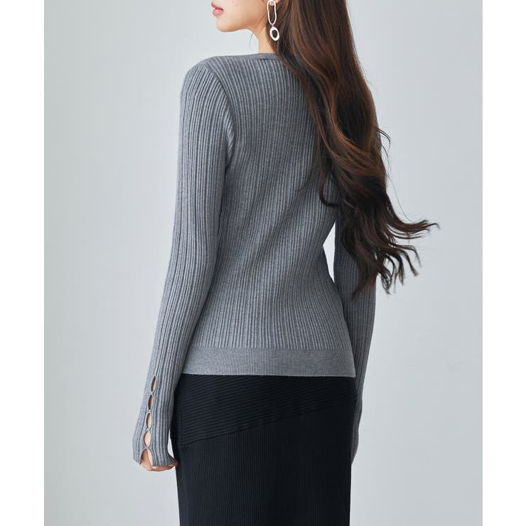 ランダムテレコ編み2枚風ニットトッブス | SAISON DE PAPILLON  | 詳細画像11 