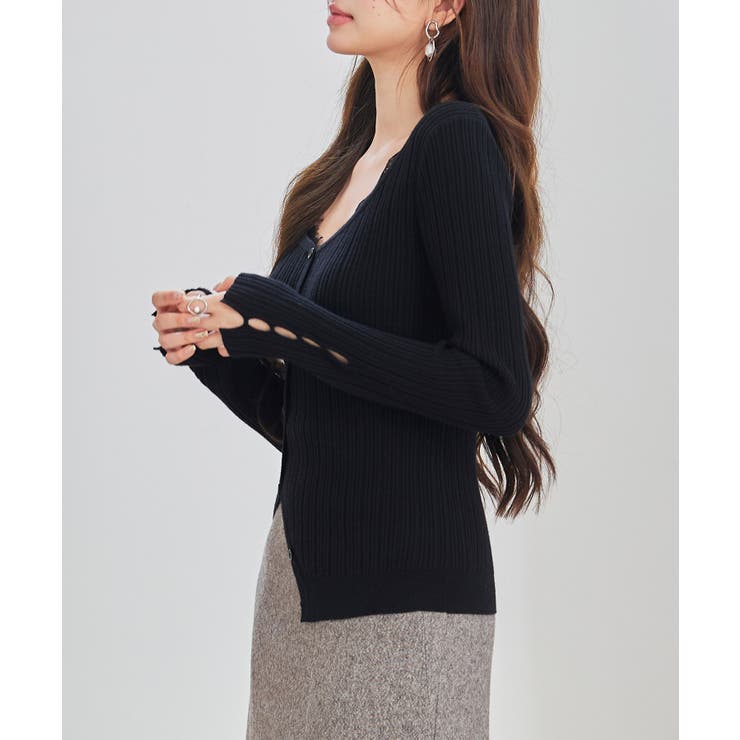 ランダムテレコ編み2枚風ニットトッブス | SAISON DE PAPILLON  | 詳細画像5 