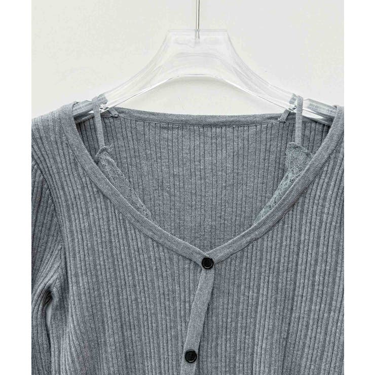 ランダムテレコ編み2枚風ニットトッブス | SAISON DE PAPILLON  | 詳細画像18 