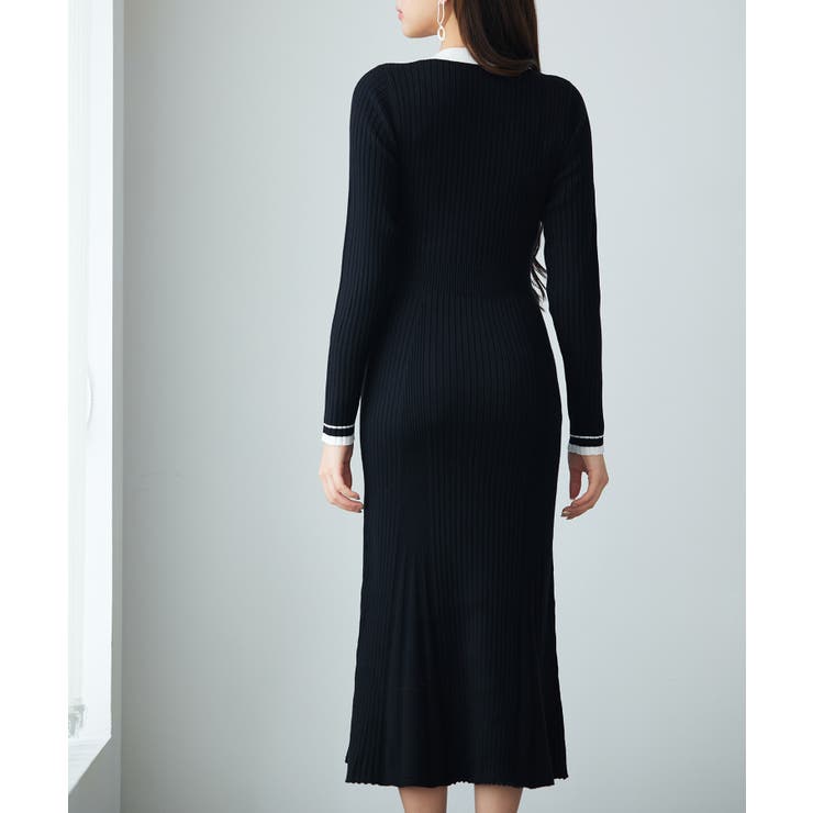 配色リブ編みニットミディ丈ワンピース | SAISON DE PAPILLON  | 詳細画像12 