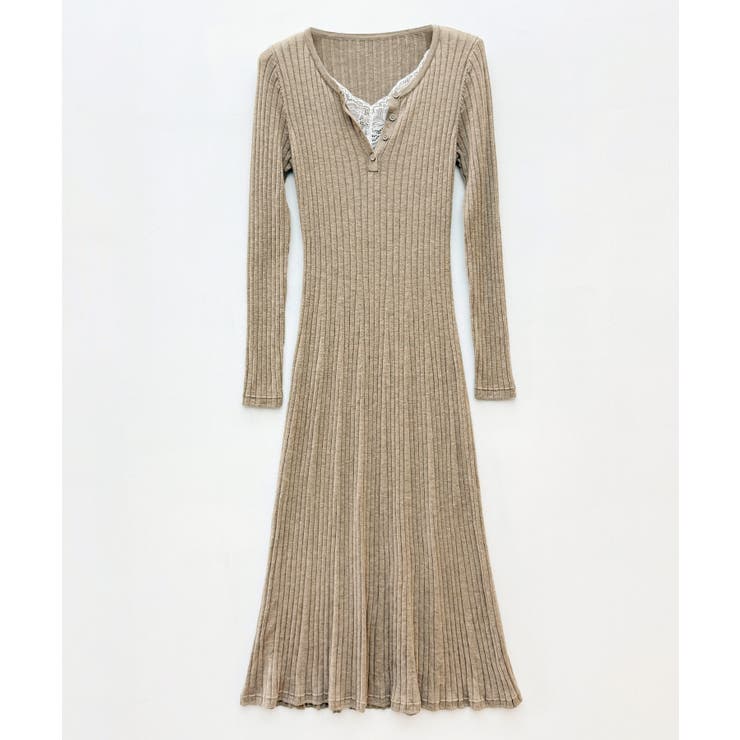 リブ編みレース付きニットワンピース[品番：DSSW0005492]｜SAISON DE