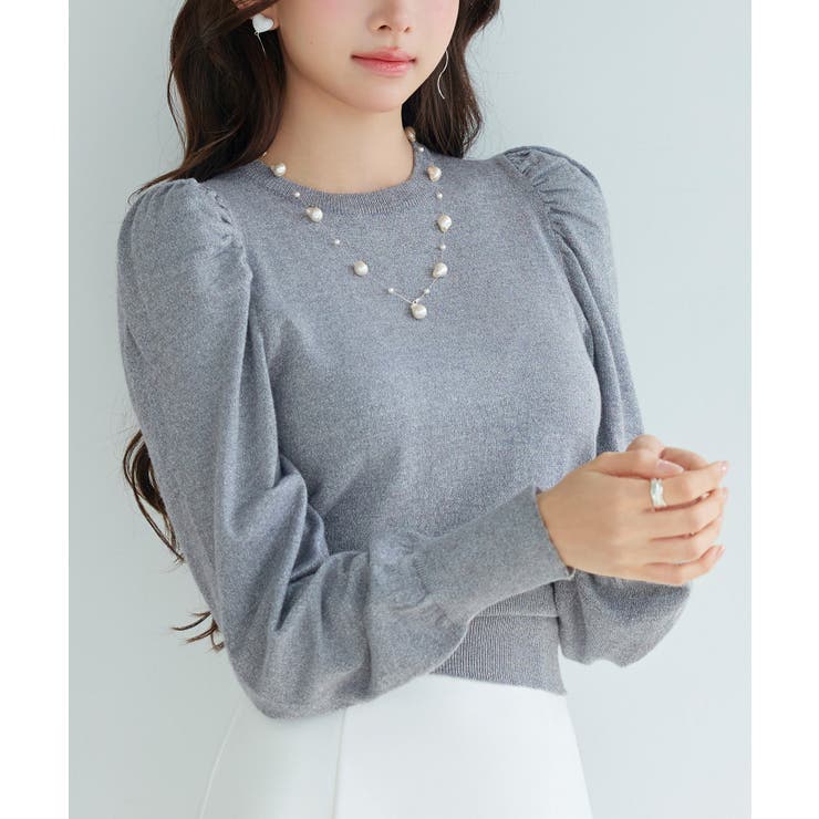 グレー | ギャザースリーブニットプルオーバー | SAISON DE PAPILLON 