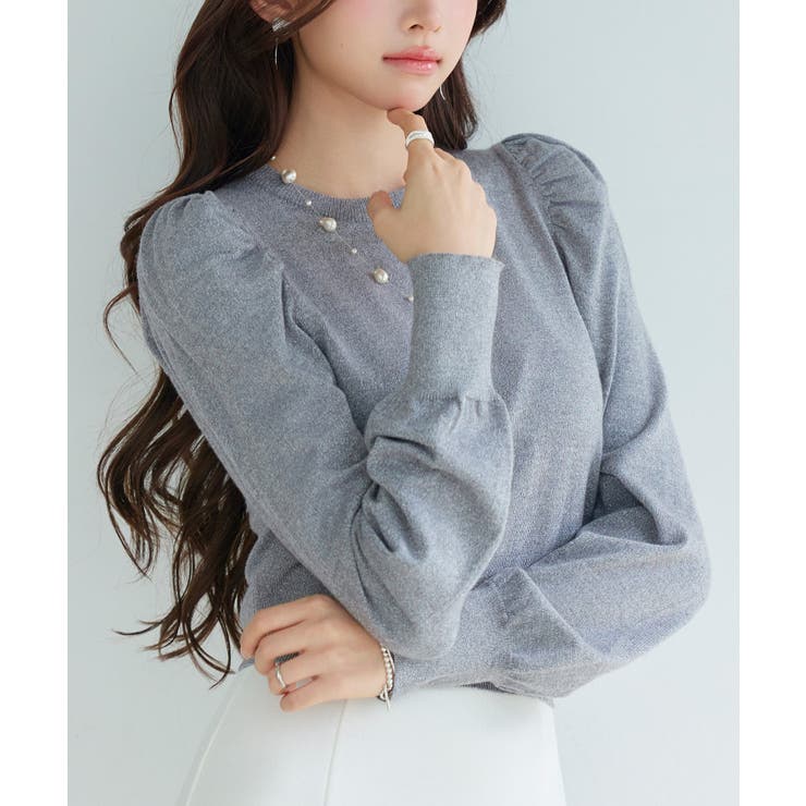 ギャザースリーブニットプルオーバー | SAISON DE PAPILLON  | 詳細画像4 