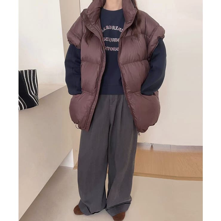 スタンドカラーボリューム中綿ベスト | SAISON DE PAPILLON  | 詳細画像13 