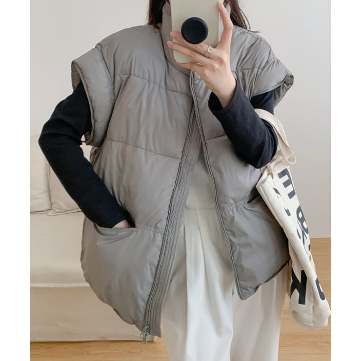 スタンドカラーボリューム中綿ベスト | SAISON DE PAPILLON  | 詳細画像3 