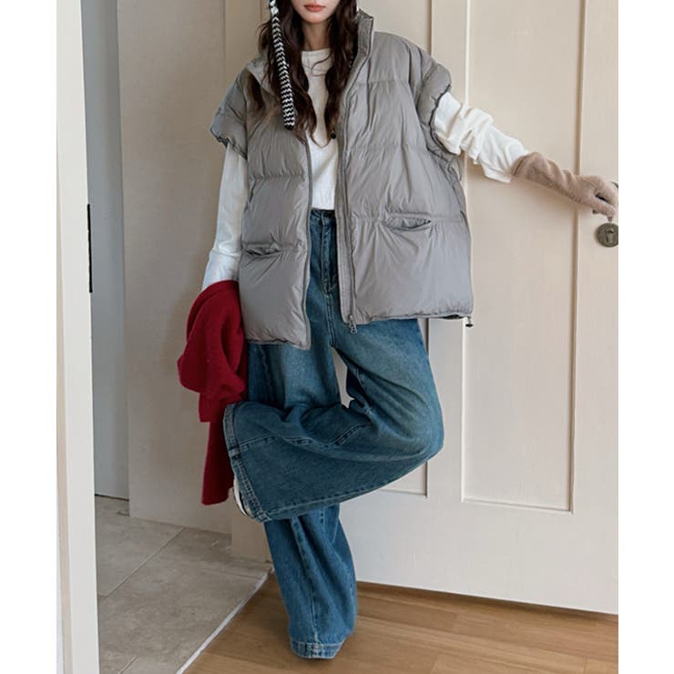 スタンドカラーボリューム中綿ベスト | SAISON DE PAPILLON  | 詳細画像6 