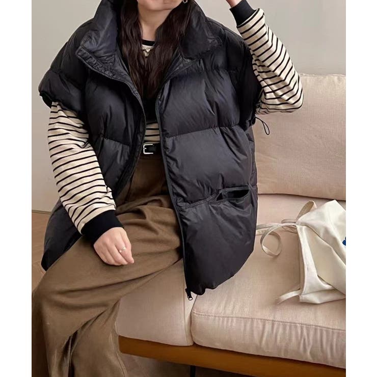 スタンドカラーボリューム中綿ベスト | SAISON DE PAPILLON  | 詳細画像21 