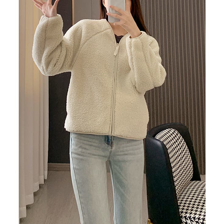 ノーカラーラグラン・スリーブボアブルゾン | SAISON DE PAPILLON  | 詳細画像5 