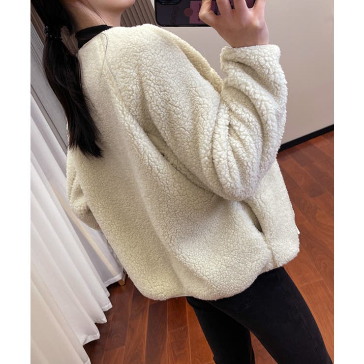 ノーカラーラグラン・スリーブボアブルゾン | SAISON DE PAPILLON  | 詳細画像6 