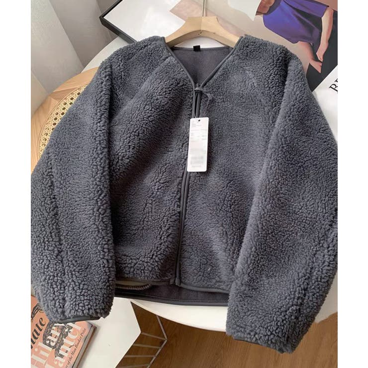 ノーカラーラグラン・スリーブボアブルゾン | SAISON DE PAPILLON  | 詳細画像4 