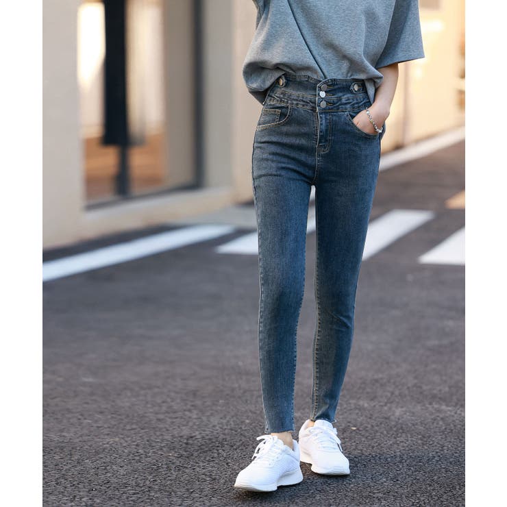 スキニーパンツ ハイウエスト ブルー グレー XS/2XL スキニーパンツ レディース デニム ストレッチ 大きいサイズ