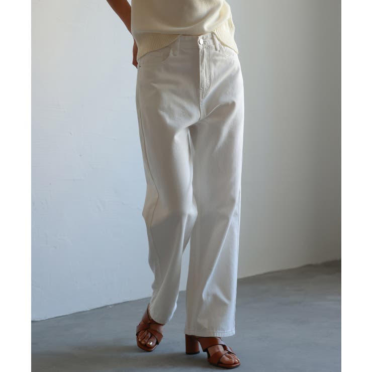 ホワイト | ハイライズワイドストレートデニムパンツ | SAISON DE PAPILLON 