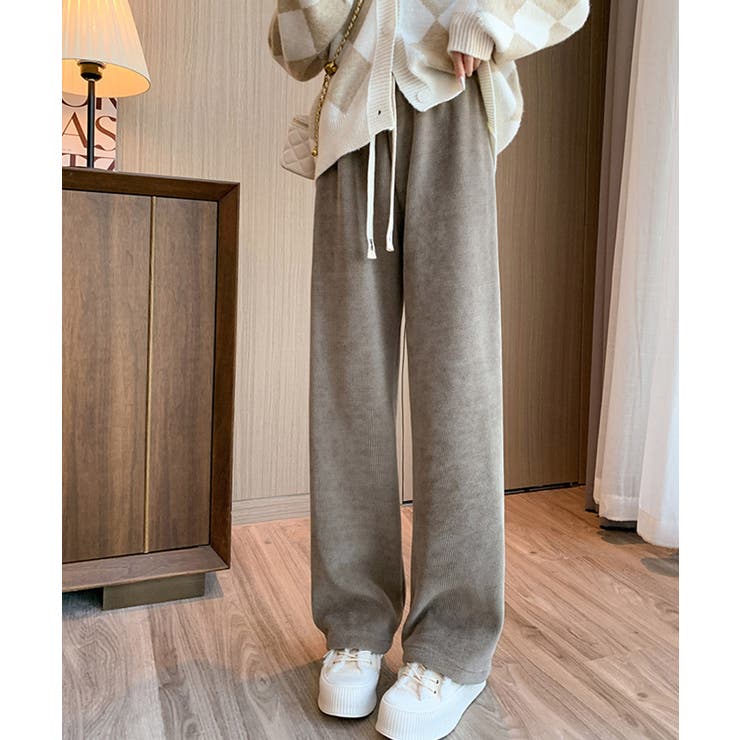 モカ | 裏起毛コーデユロイワイドパンツ | SAISON DE PAPILLON 