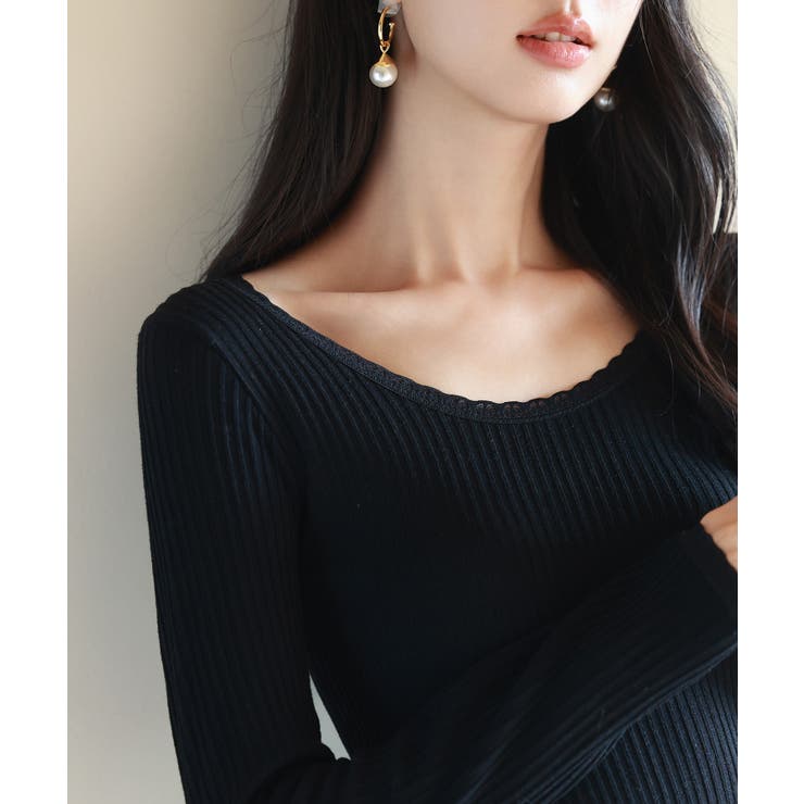 リブ編み暖か裏起毛ストレッチトップス | SAISON DE PAPILLON  | 詳細画像22 