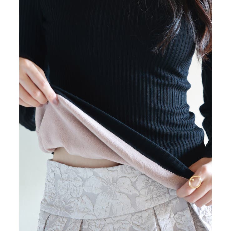 リブ編み暖か裏起毛ストレッチトップス | SAISON DE PAPILLON  | 詳細画像24 