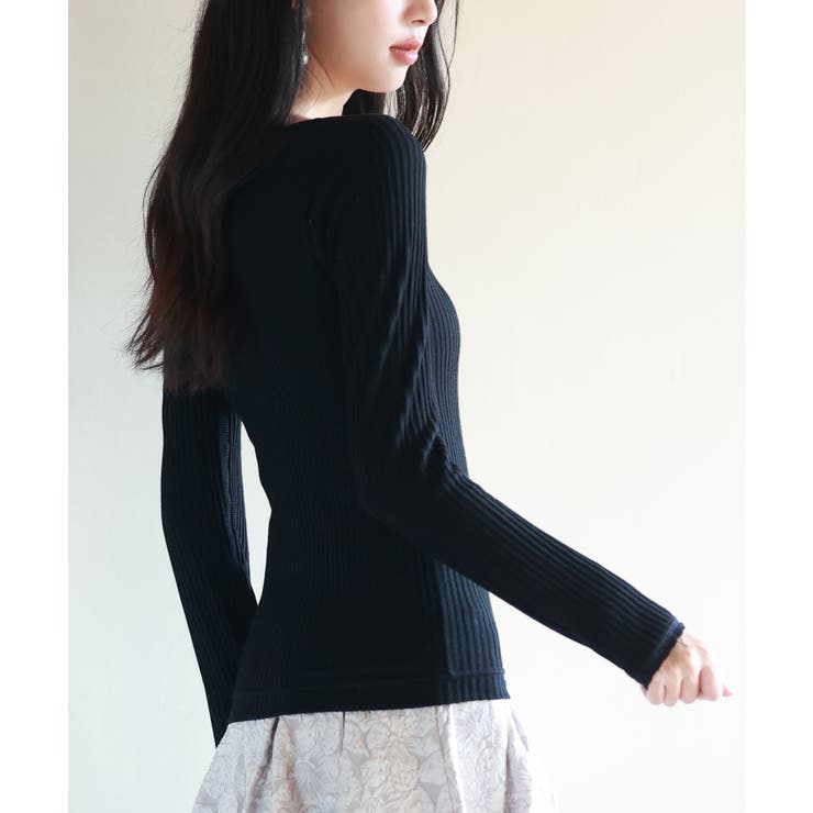 リブ編み暖か裏起毛ストレッチトップス | SAISON DE PAPILLON  | 詳細画像17 