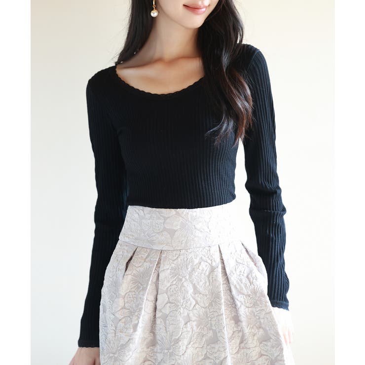 リブ編み暖か裏起毛ストレッチトップス | SAISON DE PAPILLON  | 詳細画像18 