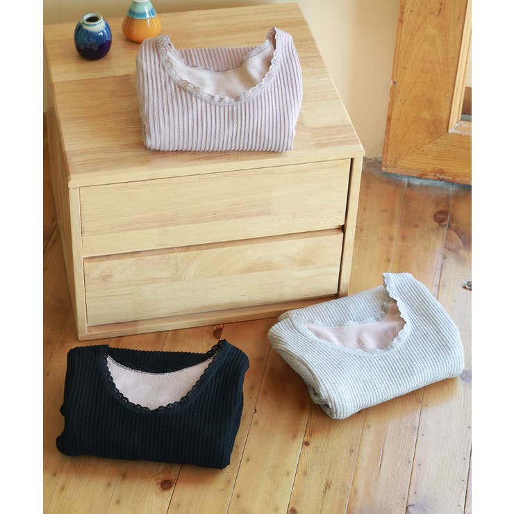 リブ編み暖か裏起毛ストレッチトップス | SAISON DE PAPILLON  | 詳細画像41 