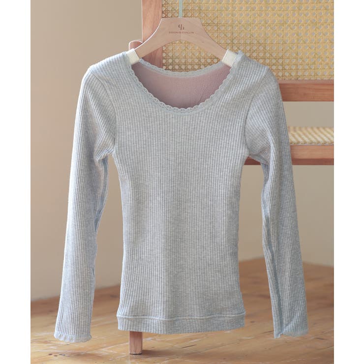 リブ編み暖か裏起毛ストレッチトップス | SAISON DE PAPILLON  | 詳細画像34 