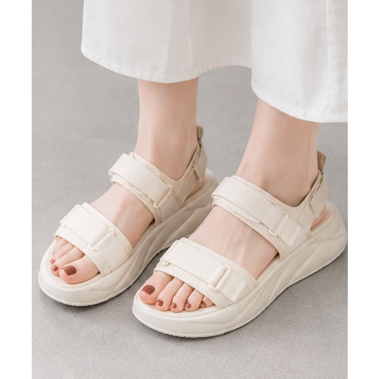 ベージュ | 軽くて歩きやすいクッション厚底サンダル | SAISON DE PAPILLON 