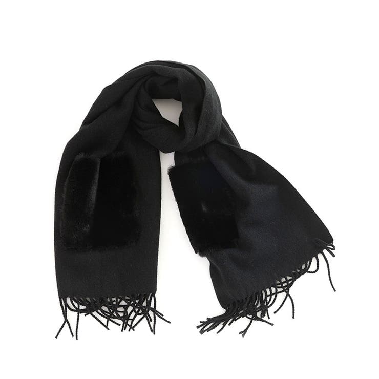 ブラック | 暖か2way大判ストール | SAISON DE PAPILLON 