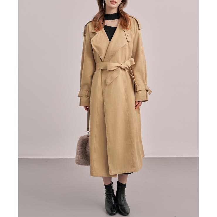 ブラウン | テンセル混オーバーサイズトレンチコート | SAISON DE PAPILLON 